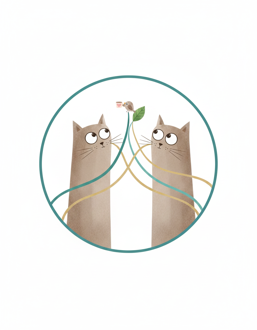 Illustrazione ad acquerello di due gatti